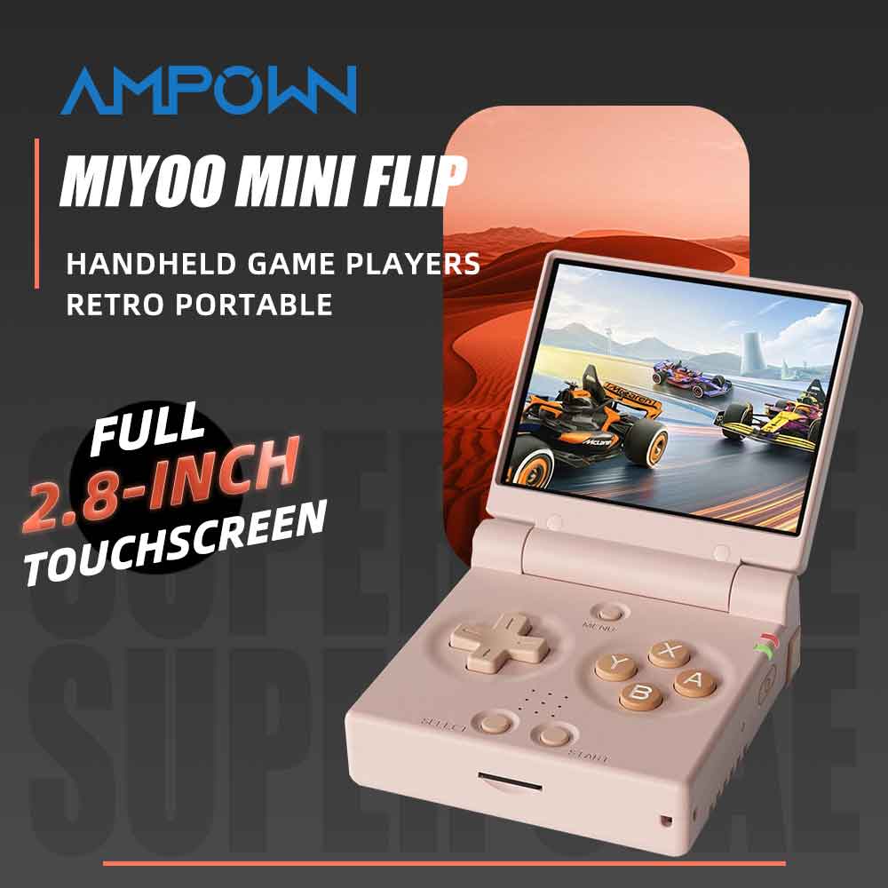 MIYOO ミニフリップハンドヘルドゲームプレーヤー 2.8 インチ IPS スクリーン Linux システムビデオゲームコンソール無料ケースゲーマーデュアルアナログスティックギフト
