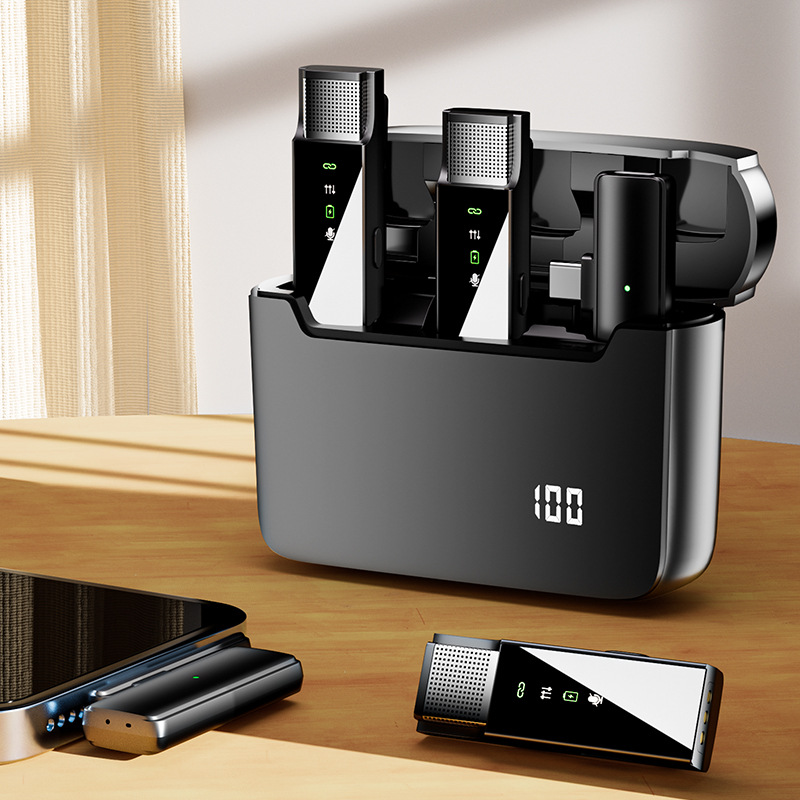ポータブルワイヤレスラベリアマイクノイズリダクションオーディオビデオビデオ録画ミニマイク Android USB-C ライブストリーミング用