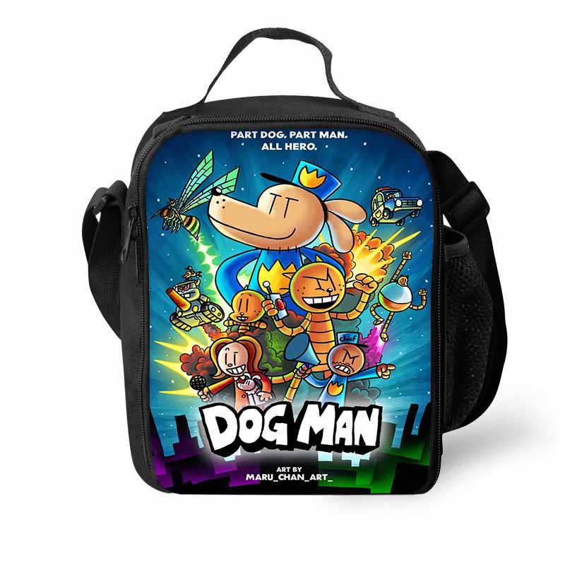 Dog Man 子供用ランチバッグ、女の子用漫画スクールピクニックバッグ、高齢者用大型子供用断熱クーラーバッグ