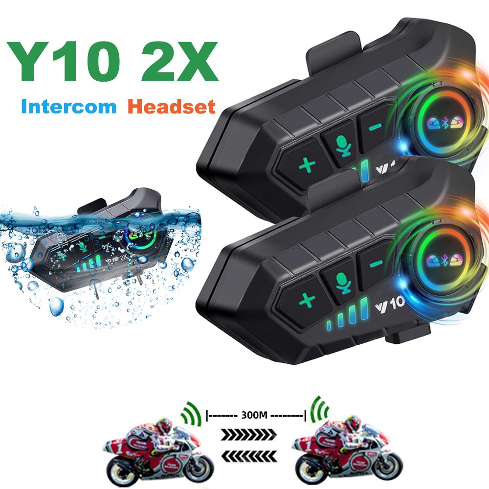 Kebidumei YP10 2X ワイヤレス Bluetooth5.3 オートバイヘルメットインターホンヘッドセット防水 300 メートル Intercomunicador スピーカーイヤホン