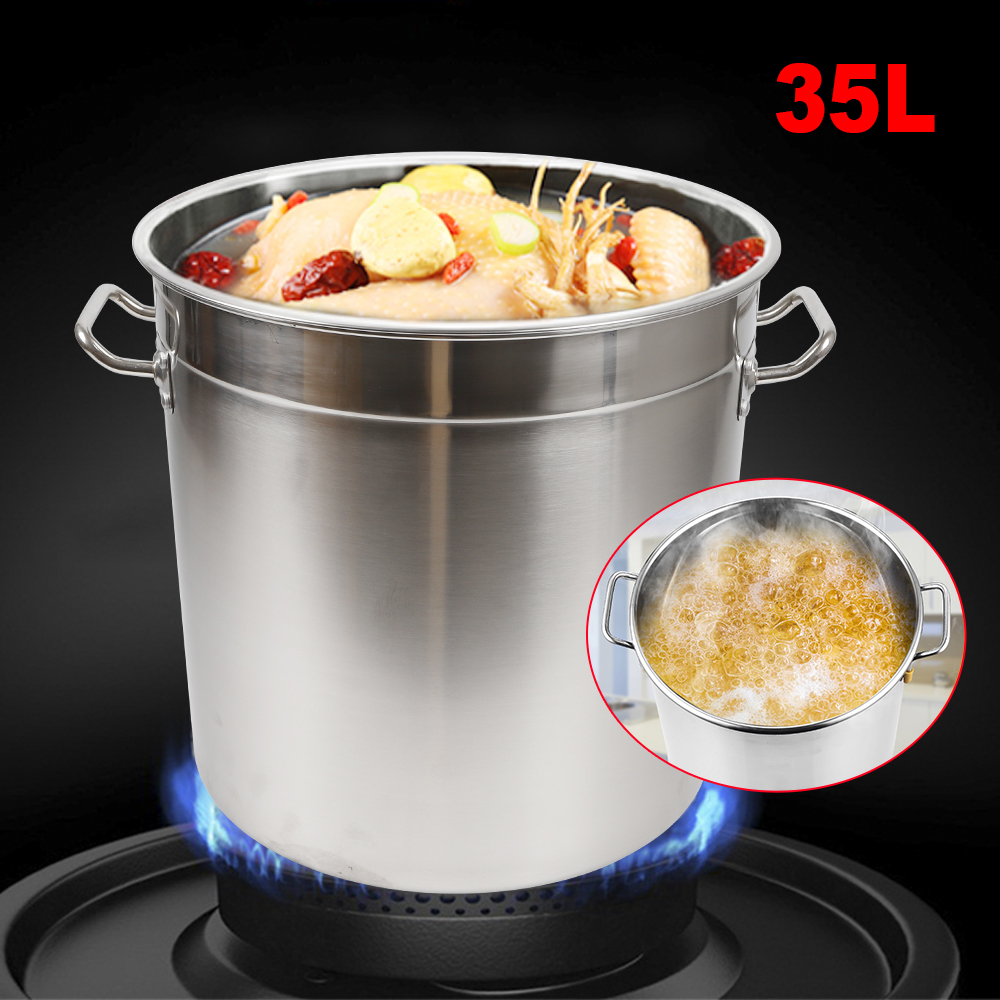 35L 多目的肥厚ステンレス鋼調理鍋大容量スープストックポット蓋ハンドル付きホームレストラン用