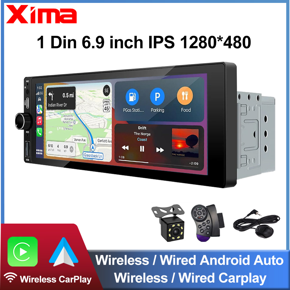 XIMA 6.9 インチカーラジオワイヤレス CarPlay Android 自動 MP5 Bluetooth FM USB IPS タッチスクリーンマルチメディアプレーヤーユニバーサル 1Din