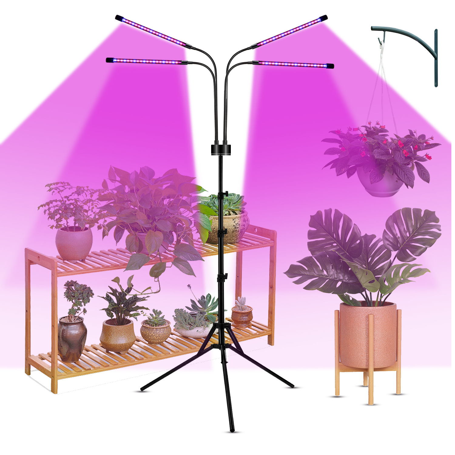 USB 植物 LED 成長ランプ、フロアブラケット付きフルスペクトル水耕電球タイミング調光屋内植物ランプ花植物ランプ gr
