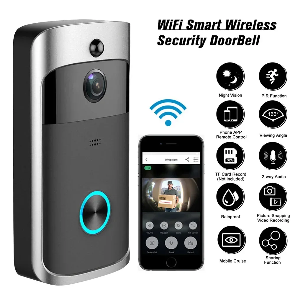 720P HD スマートホームワイヤレス WIFI ドアベルカメラセキュリティビデオインターホン IR ナイトビジョン AC 電池式家のドアベル新