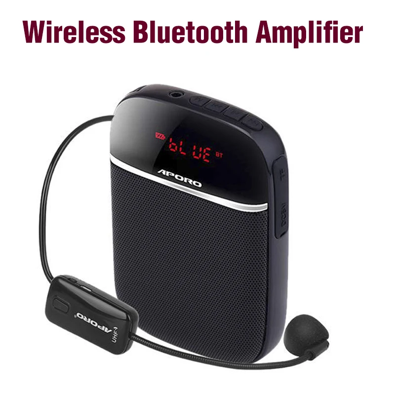 APORO T2 10 ワットミニファッション Bluetooth 有線/UHF ワイヤレスマイクガイドヘッドセット教育講義専用ポータブルアンプ