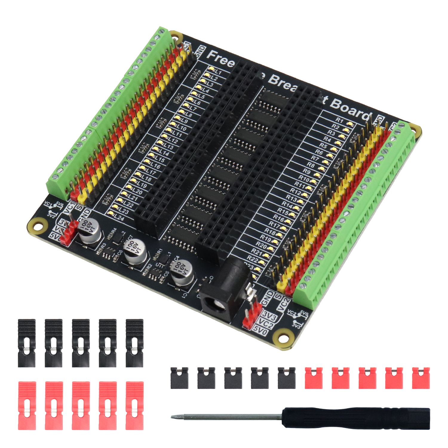 Freenove ブレークアウトボード Arduino Nano Micro Raspberry Pi Pico 1 2 W ESP32 ESP8266 用、ターミナルブロックシールド HAT、GPIO ステータス LED