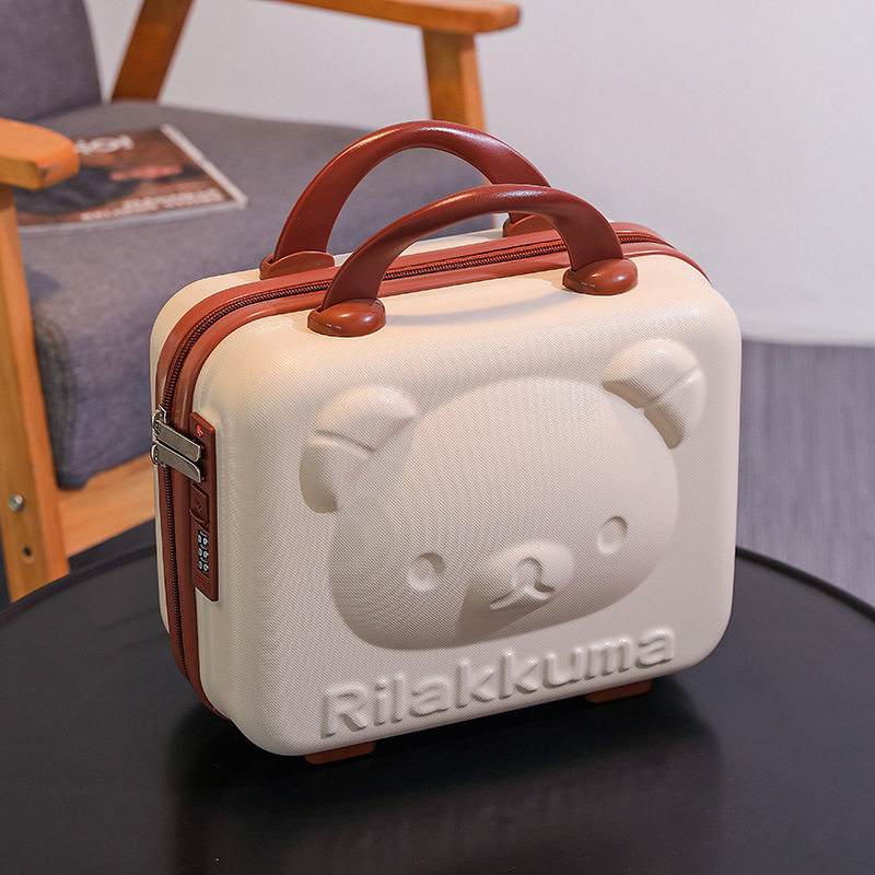 漫画のクマの頭のバックル ミニトラベルバッグ おしゃれなスーツケース 化粧品やギフト用キャリーバッグ 小さなスーツケースが取り付けられたスーツケース 旅行に便利