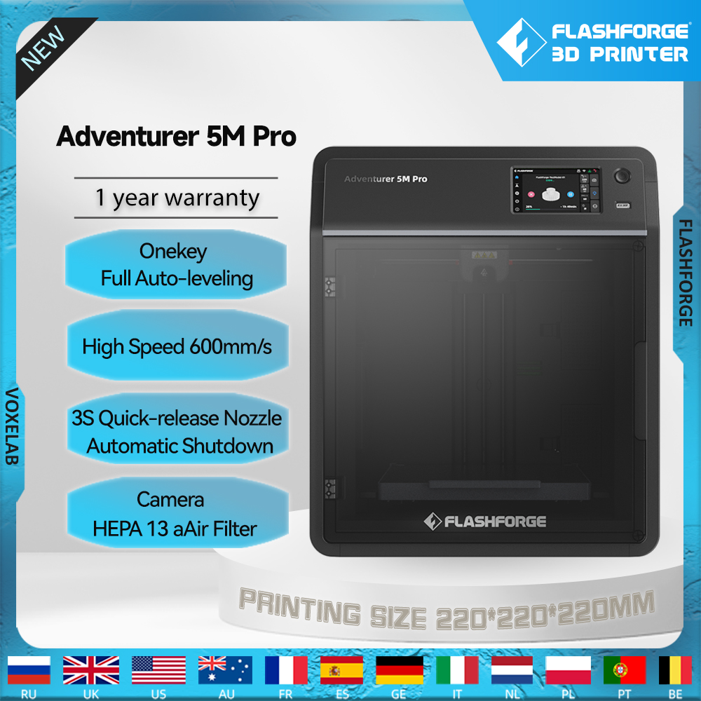 Flashforge Adventurer 5M Pro 3D プリンタ高速フルオートレベリング直接押出機自動シャットダウンカメラ付き