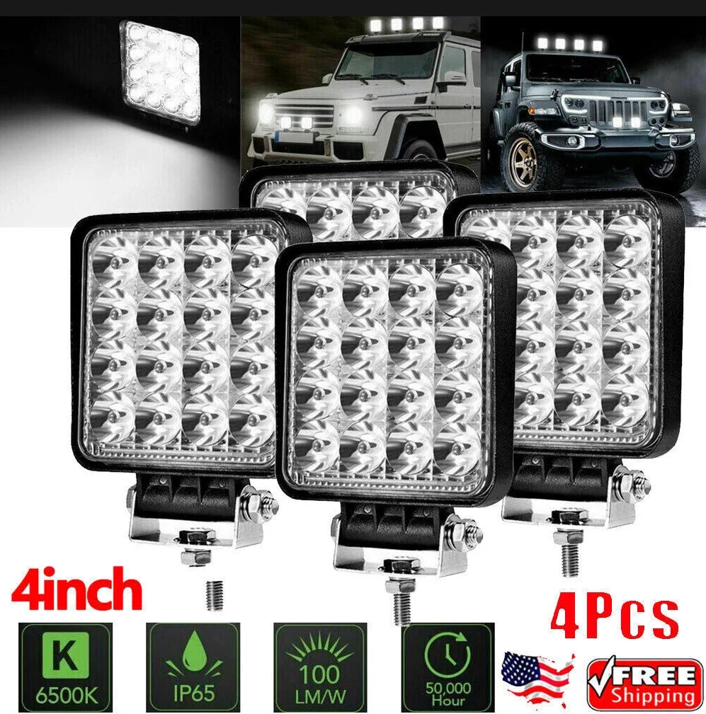 4 個 4 インチ LED ワークライトポッドスポットオフロード ATV トラックリバースフォグランプ 6000k スポットフラッドコンボビーム 12V 24V IP68