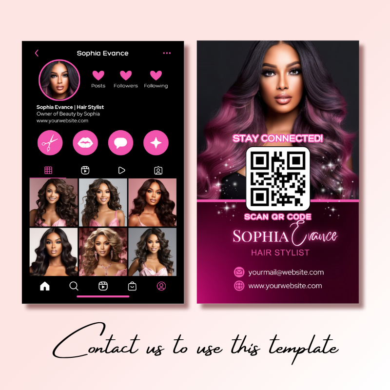 DsgnTouch 光沢のある名刺テンプレートデザイン Instagram ヘアサロンおよびネイルサロンのロイヤルティカード 美容アーティスト向け Canva テンプレート