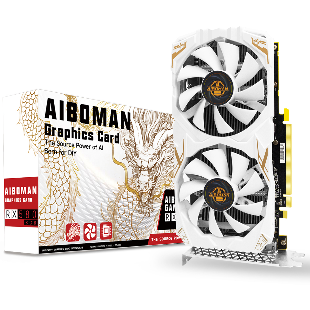 AIBOMAN ビデオカード AMD RX580 8GB グラフィックカード GDDR5 256ビット 2048SP ドラゴンシリーズ ゲーミングビデオカード デスクトップコンピュータコンポーネント