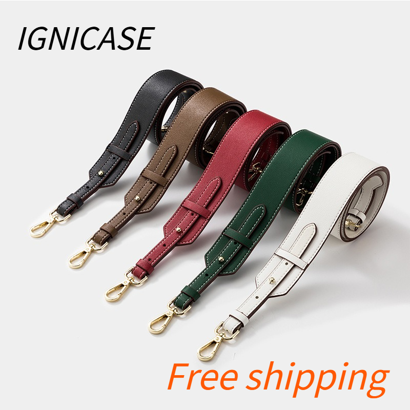 IGNICASE 新しいソフト牛革トレンドワイドショルダーストラップユニバーサル長さ調節可能な交換と変換バッグストラップ