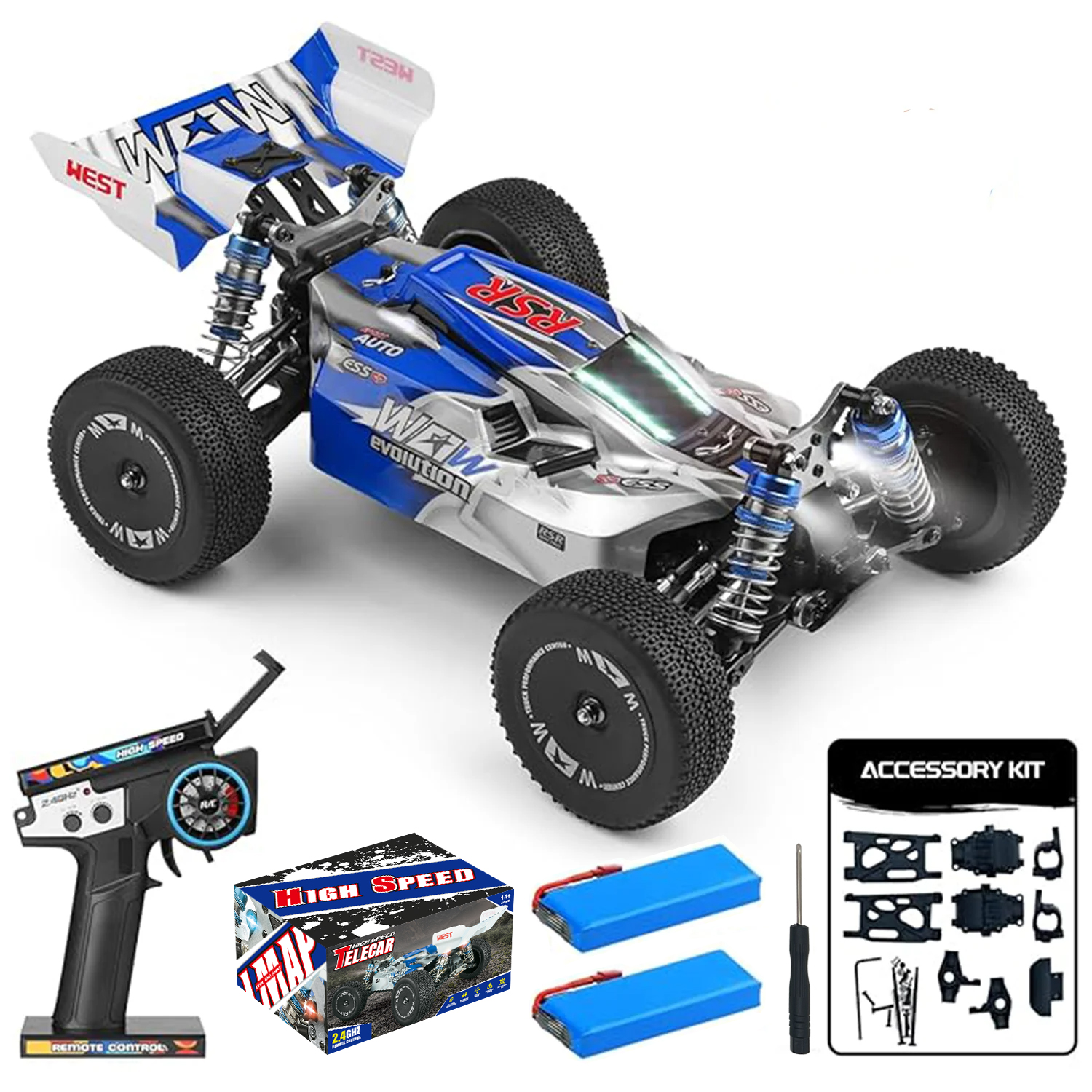 WLtoys144011 1/14 4WD RC カー、大人用、最大 43 Mph オフロード高速 RC カー、アップグレードバージョン (144001V2) 、屋外に最適