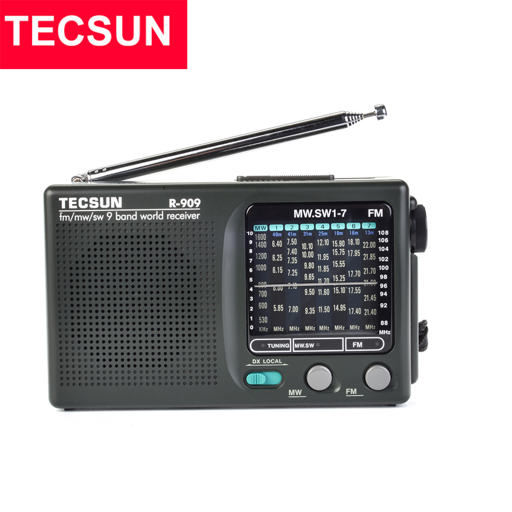 Tecsun R-909 ポータブルラジオ FM/MW/SW1-7 9 バンド受信機 360 度回転可能なアンテナ付き DX ローカルヘッドフォンジャック付き高齢者旅行用