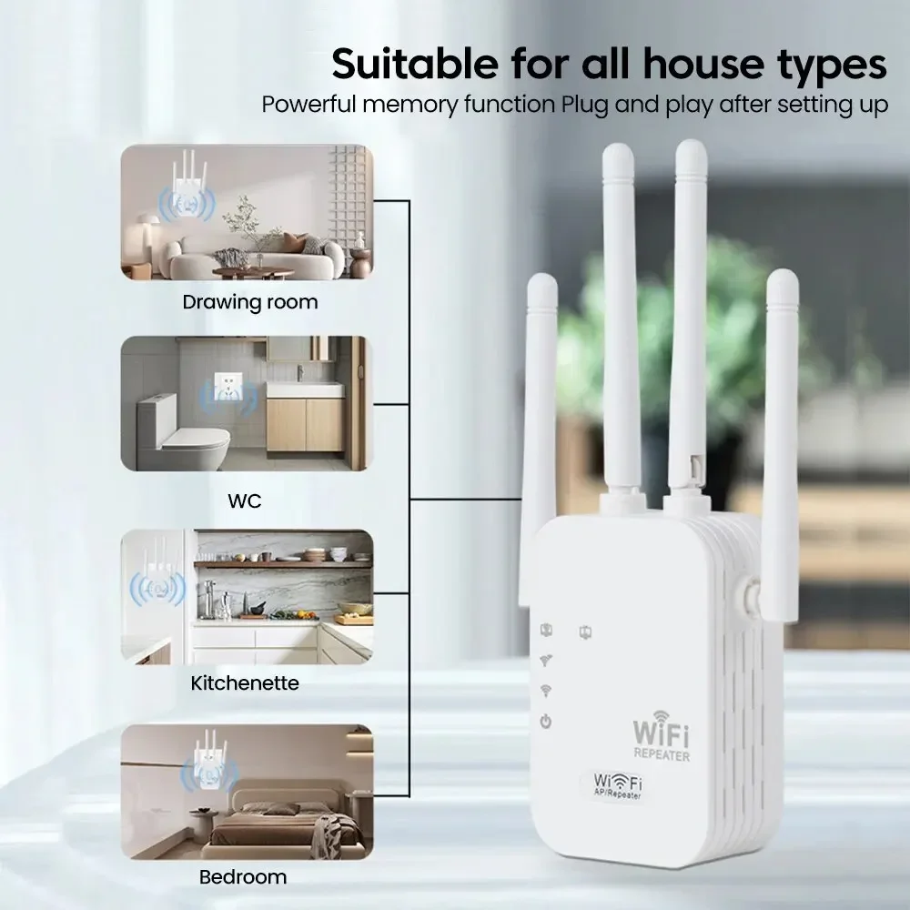 WALRAM 300Mbps WiFi リピーター 80211N 24G 信号ブースター長距離ワイヤレスエクステンダーアンプ