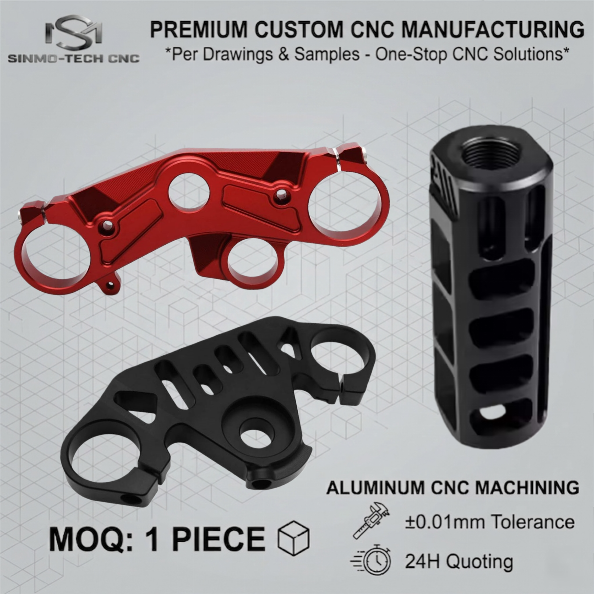 精密 CNC 機械加工アルミニウム部品ロボットアーム自動化機器カスタムサンドブラスト硬質陽極酸化コンポーネント 1pc