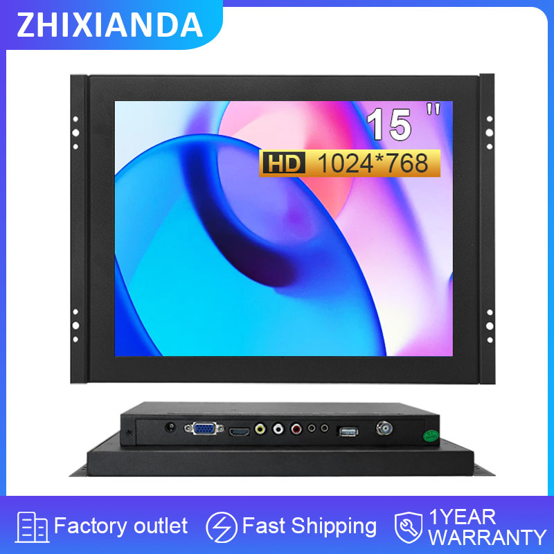 ZHIXIANDA オープンフレーム産業用モニター 15 インチ 1024*768 液晶 10 ポイントタッチスクリーンディスプレイ埋め込み VESA マウント VGA HDMI