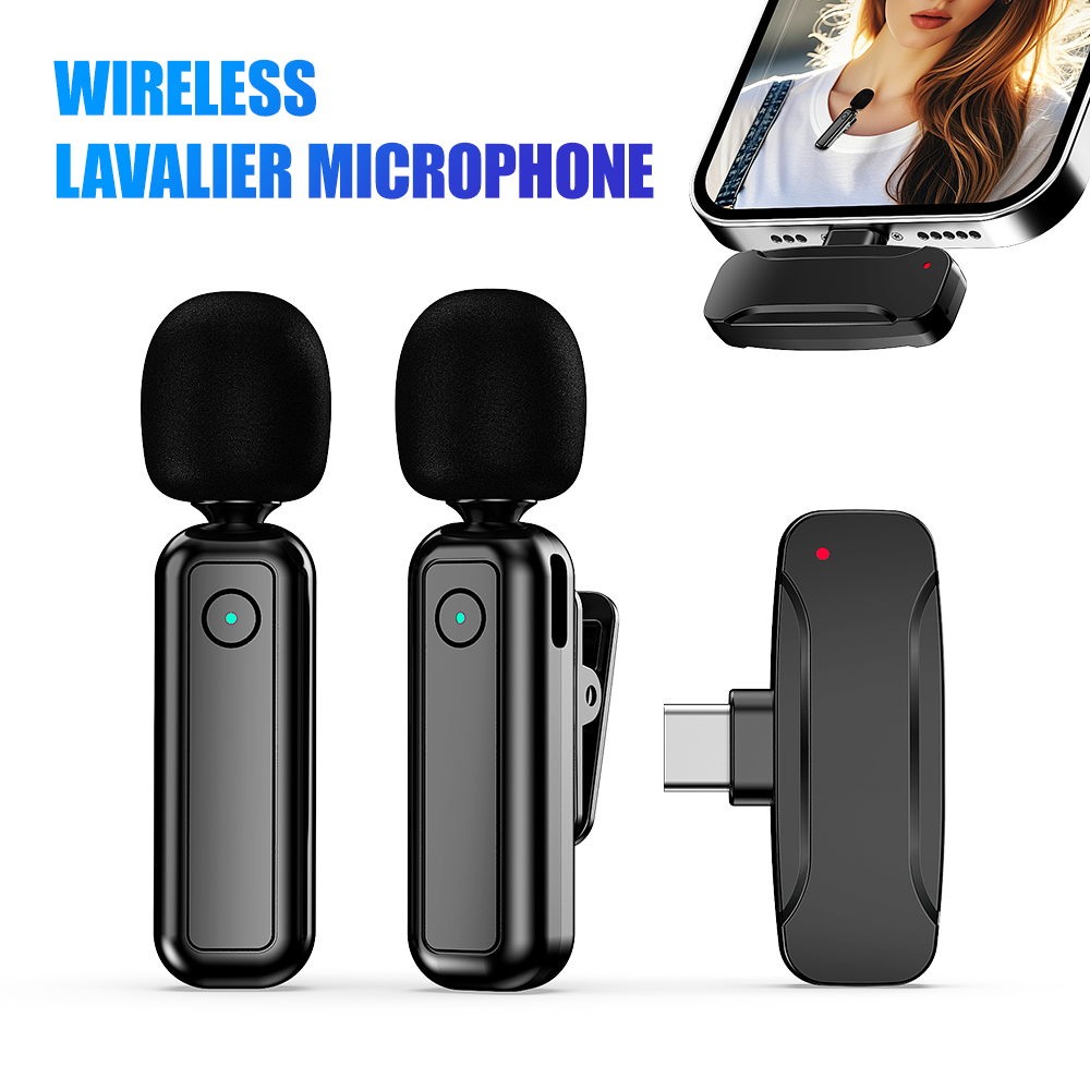 COOLCOLD ワイヤレス ラベリア マイク iPhone Android 用インテリジェント ノイズ リダクション Type-C Lightning Vlogging Podcas 付き