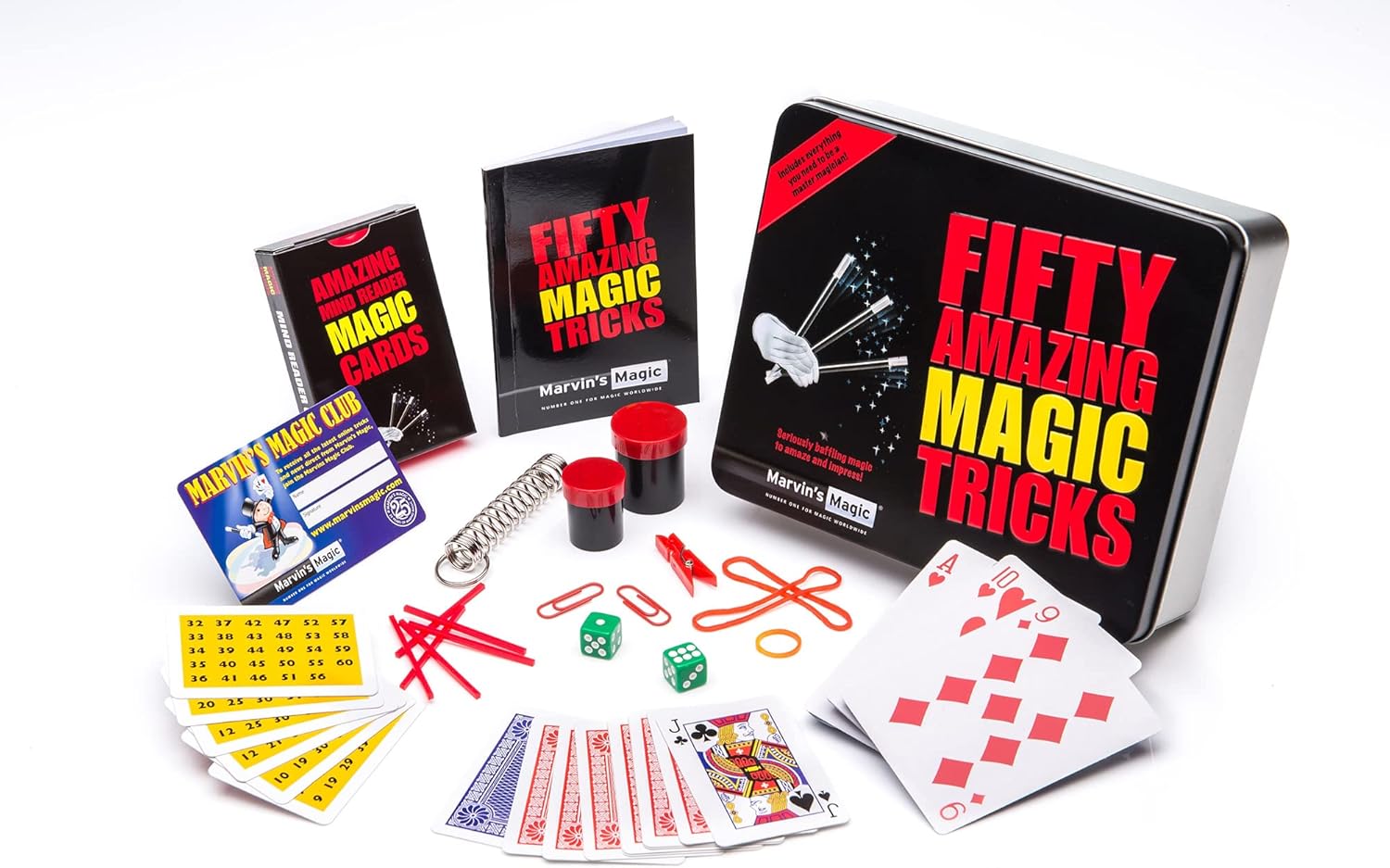 子供向けの 50 の素晴らしいマジック トリック - ギフトセット 缶入り カード付き
