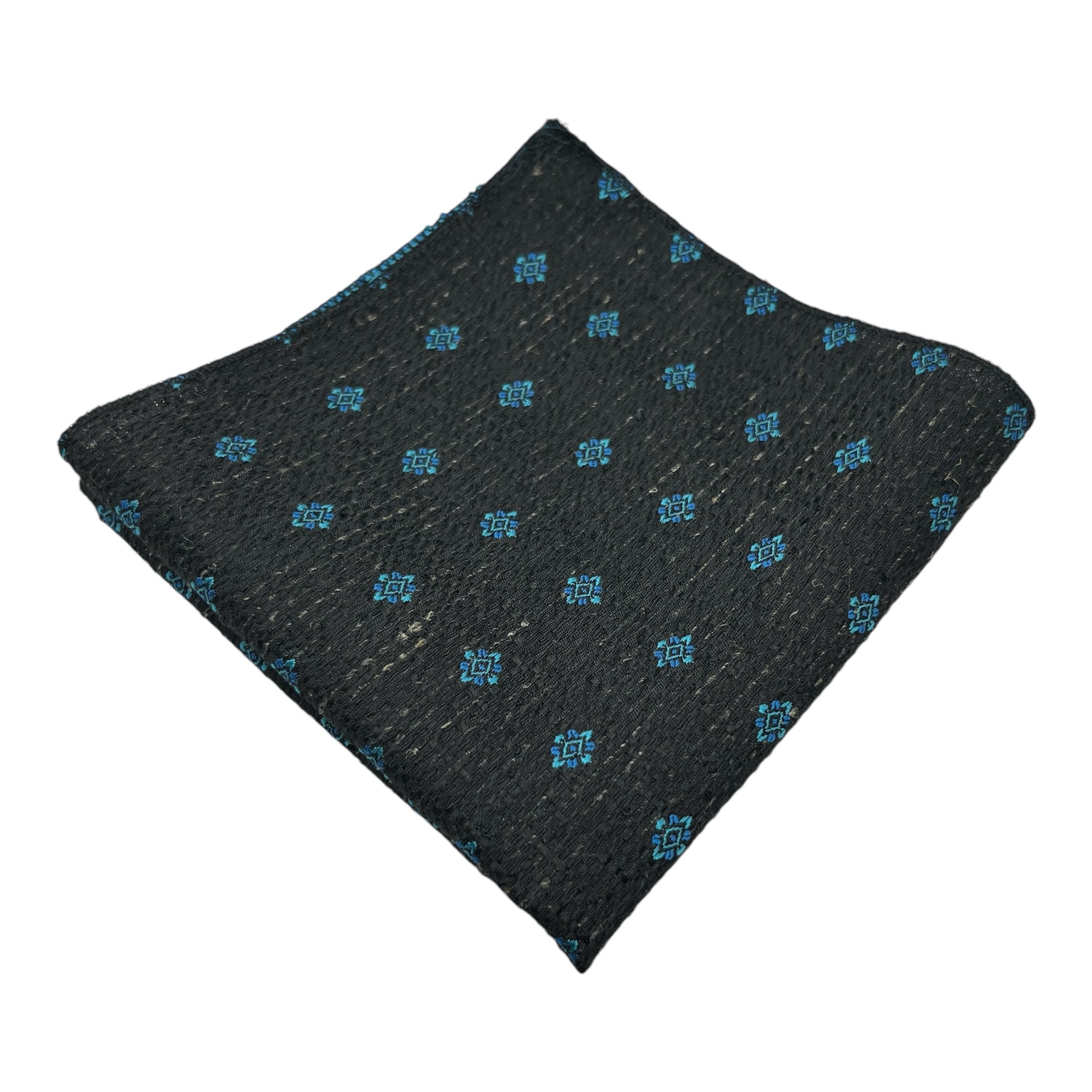 Tie Benon Black Geometric Broad Cashmere Tie and Pocket Square Combo for Groom Wear