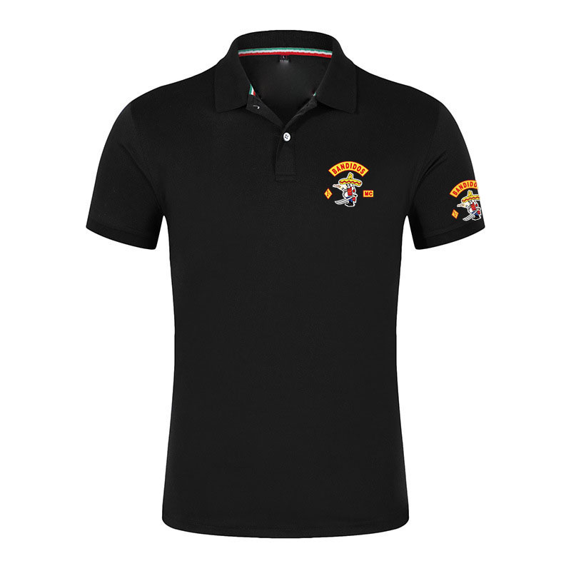 MC Bandidos メンズ フィットネス カジュアル スポーツ ジム ランニング スポーツ 弾性半袖ポロシャツ ラペル メンズ スリム フィット V ネック Tシャツ