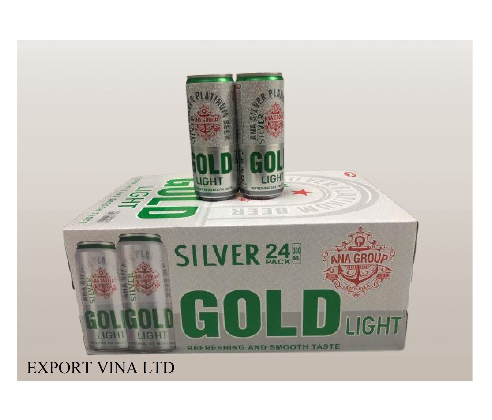 【エクスポートヴィナ株式会社】ビール シルバーゴールドライト 330ML×24缶