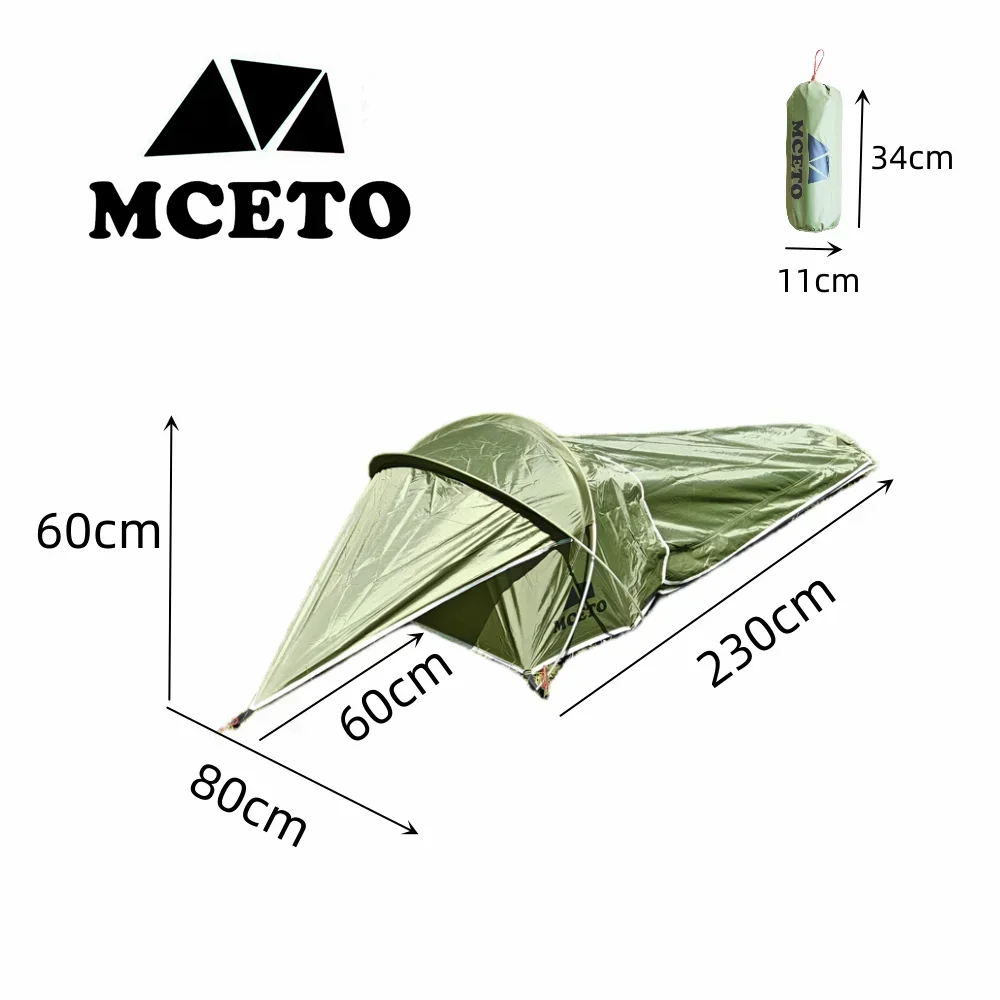 一人用超軽量キャンプテント屋外寝袋テントポータブルハイキングトレッキングバックパックテント 4 季節トンネル