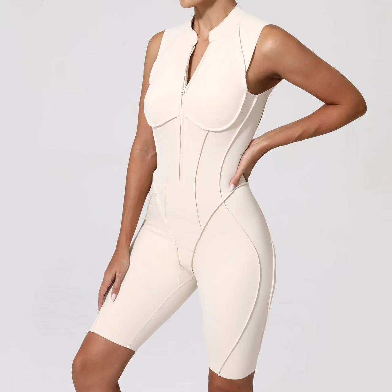 新しいヨガスーツ半袖ジッパースポーツ服フィットネススーツ女性ダンスランニングトレーニング服ジム腕立て伏せヨガスーツセット