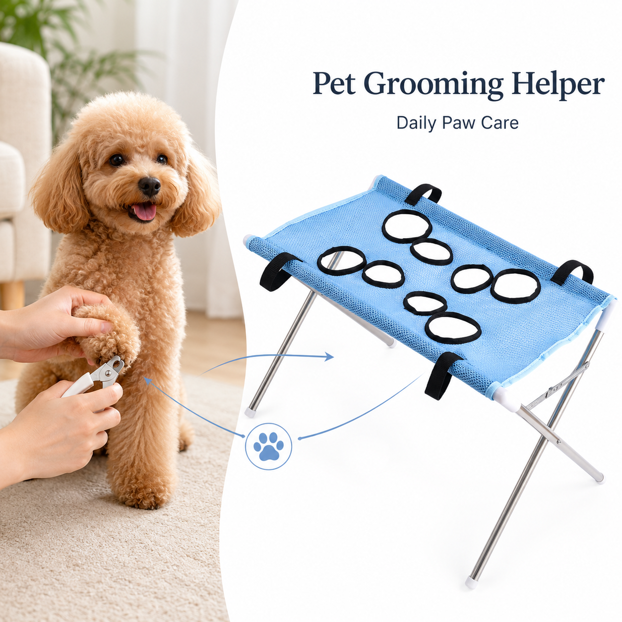 ペットグルーミングハンモックスタンド折りたたみ犬猫爪トリミングヘルパーメッシュ入浴乾燥テーブル小型ペット用