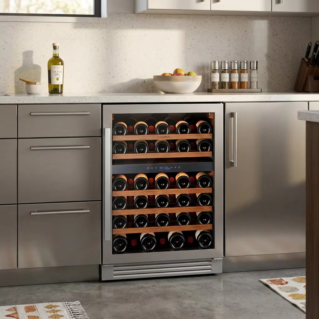 24 インチ 160L ワインクーラー冷蔵庫 54 ボトル冷蔵庫キャビネット デジタル制御と取り外し可能な棚付き