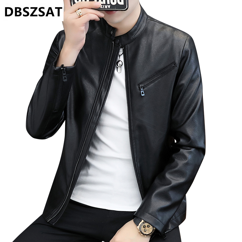 新しい冬のフェイクファーの襟防風暖かいコート高級服ブランド Chaqueta Cuero Hombre ヴィンテージブラウンレザージャケットメンズ