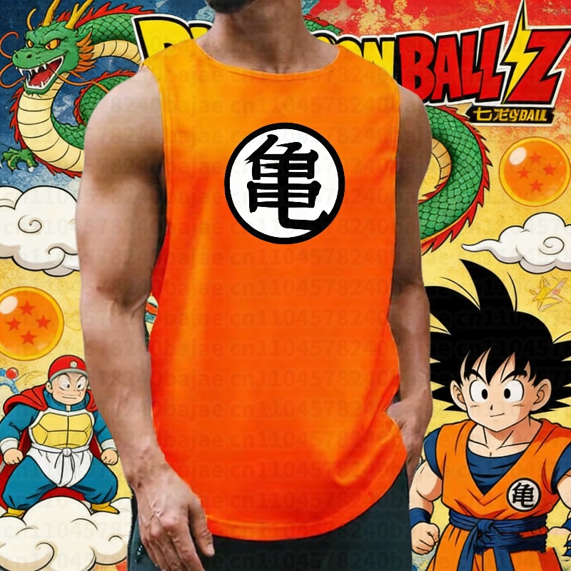 2026 夏ドラゴンボール悟空特大アニメプリントメンズノースリーブ Tシャツトレーニングベスト夏速乾軽量