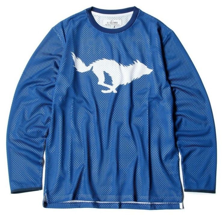 新しいウルフ メッシュ ジャージ オートバイ長袖 Tシャツ ブルー通気性ウルフ シルエット バイカー用