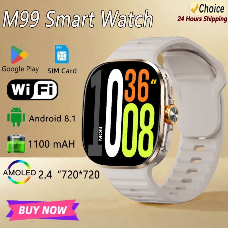 M99 スマートウォッチ 4G/5G フルネットワーク 1200W 高解像度カメラ 24 インチ AMOLED スクリーン GPS WIFI AI