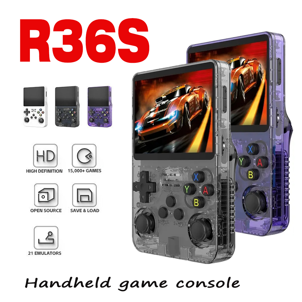 R36S 新しいレトロゲームコンソール 3.5 インチ Linux オープンソースシステムポータブルハンドヘルドゲームコンソール 128GB 大メモリ