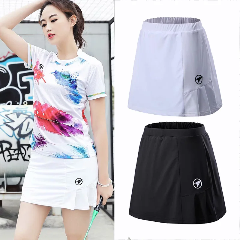 2019 女性の夏のスポーツスカートショーツバドミントン卓球 Skort 通気性抗漏れヨガゴルフジョギングスカート