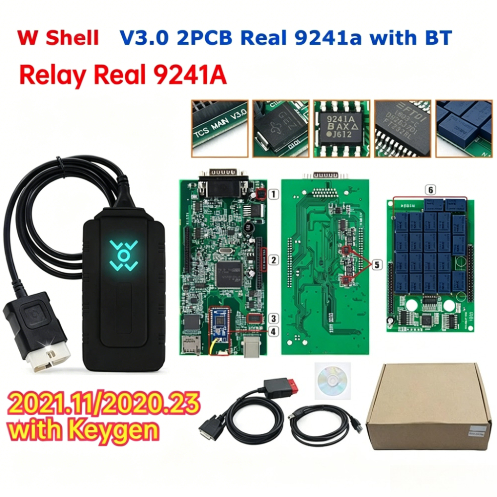 最高のゴールドシェル DS TCS プロ VCI V3.0 150E V3.0 レッド PCB 2021.11 OBD2 スキャナ 2PCB NEC リレーリアル 9241A 車トラック診断ツール