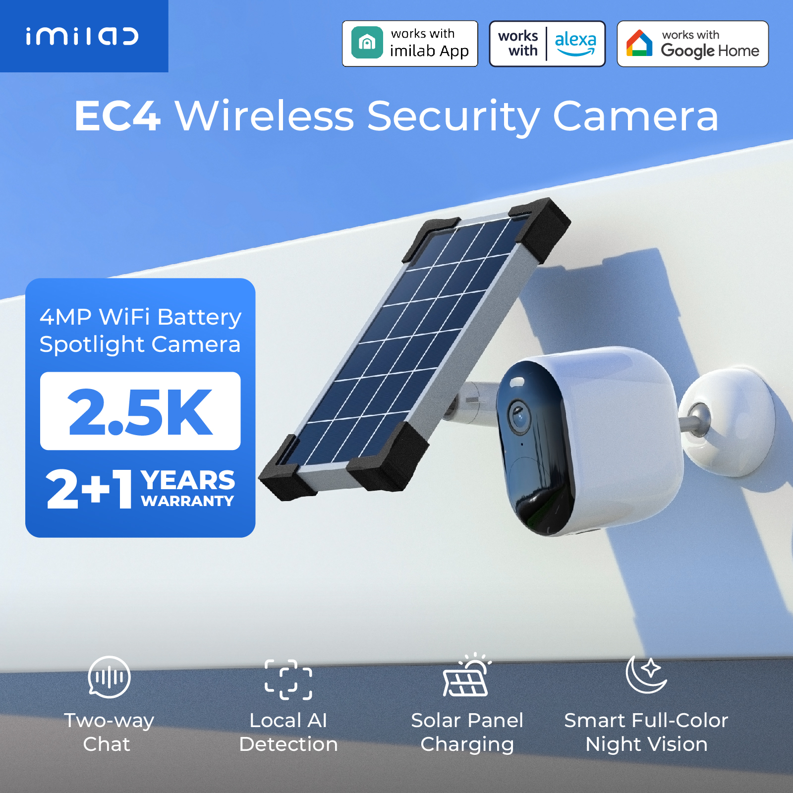 IMILAB EC4 カメラ屋外ビデオ監視 2.5K HD IP WiFi Web カメラワイヤレススマートホームヤードセキュリティ保護 CCTV モニター