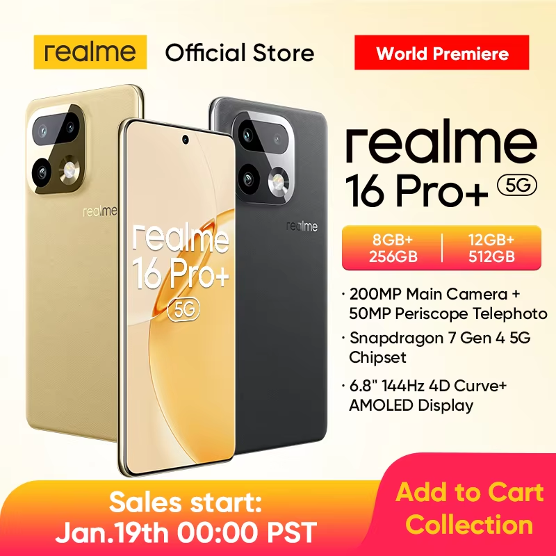 [新発売] realme 16 Pro Plus スマートフォン NFC Snapdragon 7 Gen 4 チップセット 7000mAh バッテリー 80W 充電 200MP カメラ 6.8 インチ 144Hz