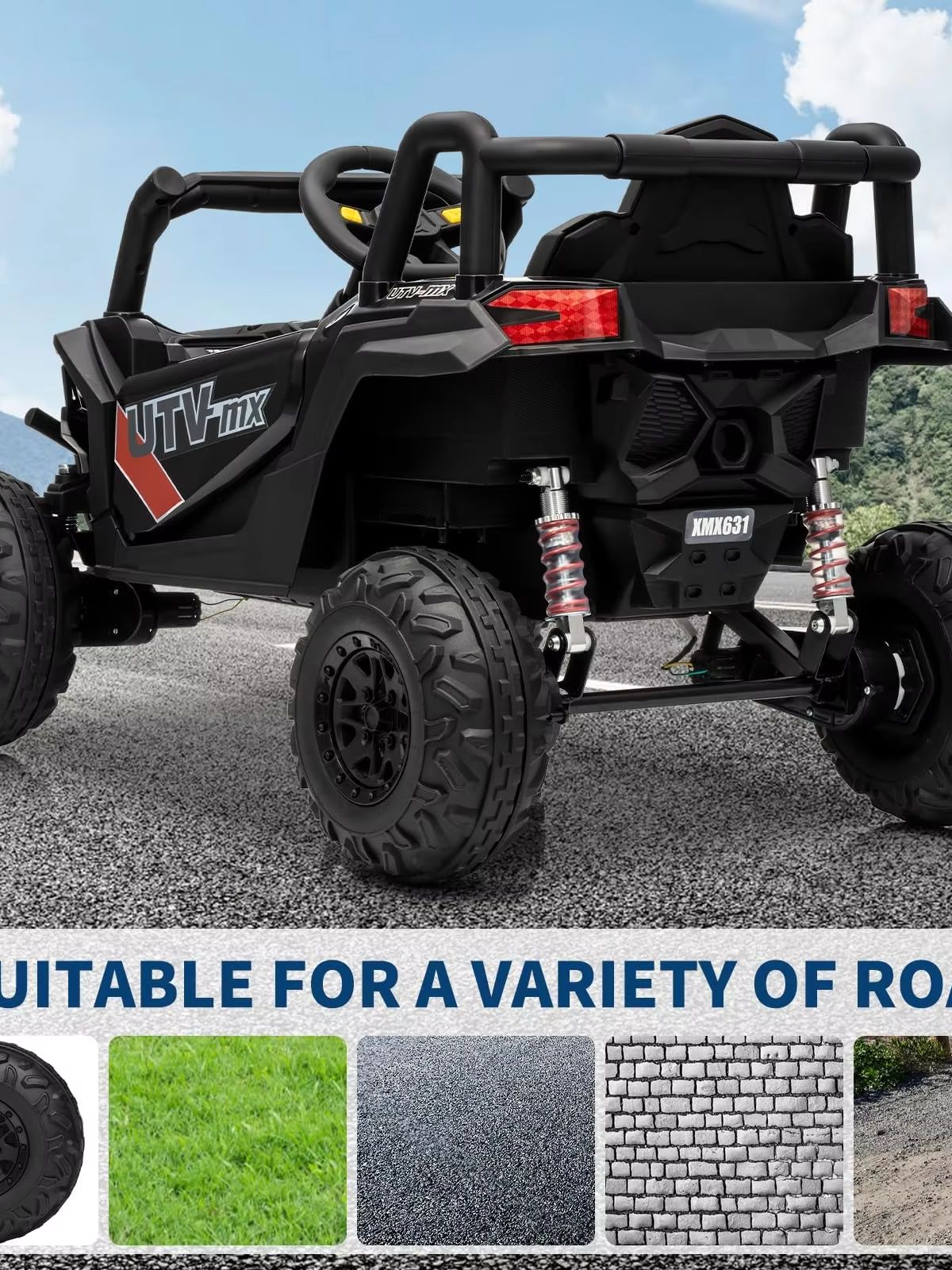 12V 乗用玩具 バッテリー駆動電気自動車 子供用 幼児用 トラック SUV 親用リモコン付き 4輪 音楽 容量66ポンド 男の子と女の子用