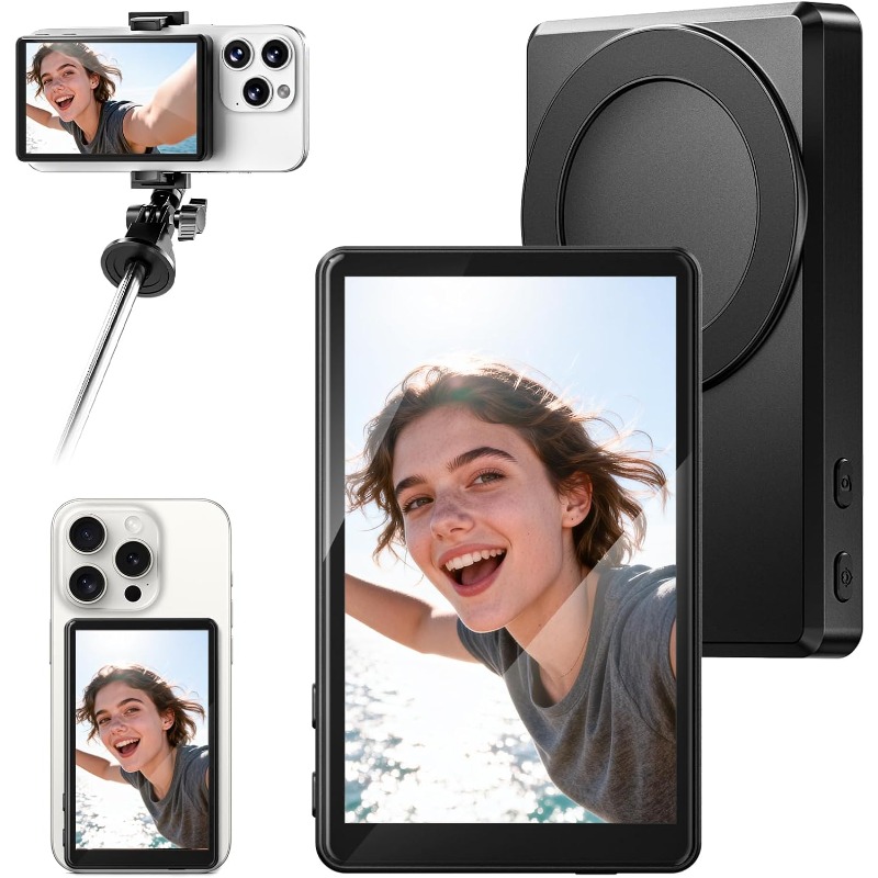 Selfie モニター画面磁気バックカメラモニター内蔵 Bluetooth 1500mAh バッテリーソロ撮影 Vlogging ライブ Streamin