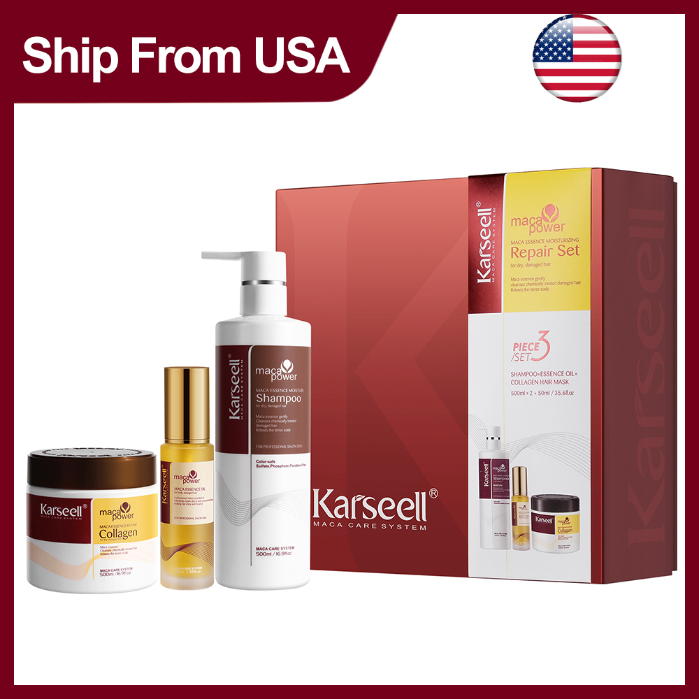 Karseell コラーゲン ヘアマスク アルガン オイ ヘア シャンプー エッセンス 保湿修復セット 乾燥ダメージヘア用 ギフト