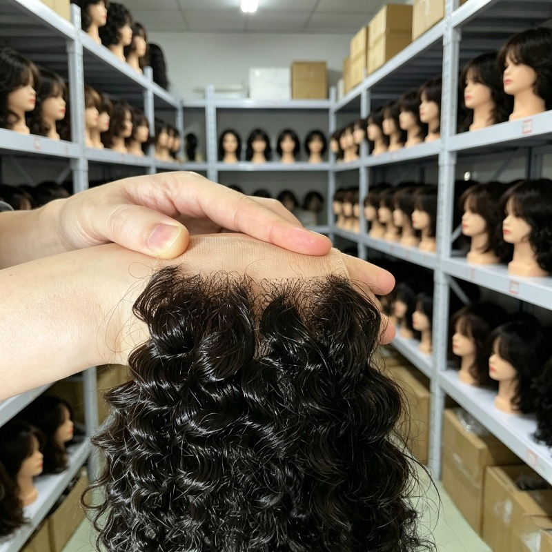 高品質2x6レース閉鎖アフロ変態カーリーナチュラルカラー人毛事前摘み取りベビーヘアブラジルバージンレミーソフト厚いフル