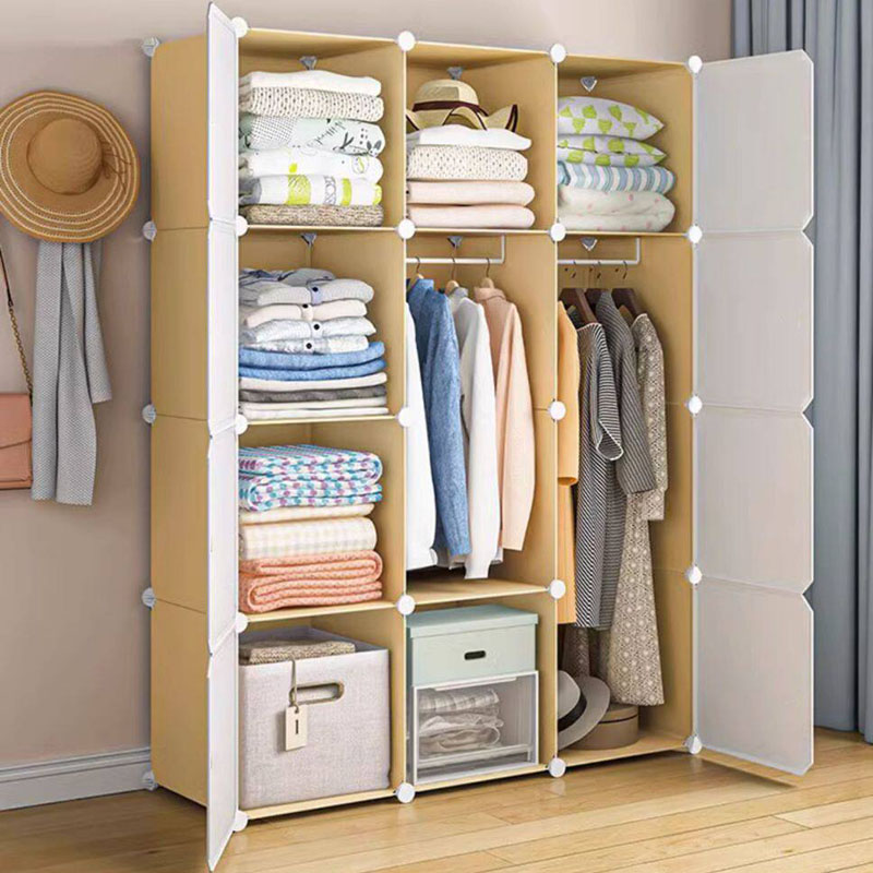 現代の小さなワードローブプラスチック安い服ミニマリストシンプルな収納デザインワードローブ収納オーガナイザー北欧ムエーブル家具