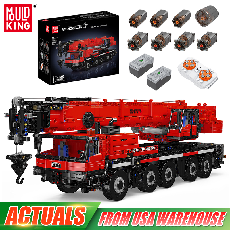 モールドキング 17073 17074 テクニカルカーおもちゃ RC LTM 1110 クレーンビルディングブロックエンジニアリングトラックレンガセット子供のクリスマスギフト
