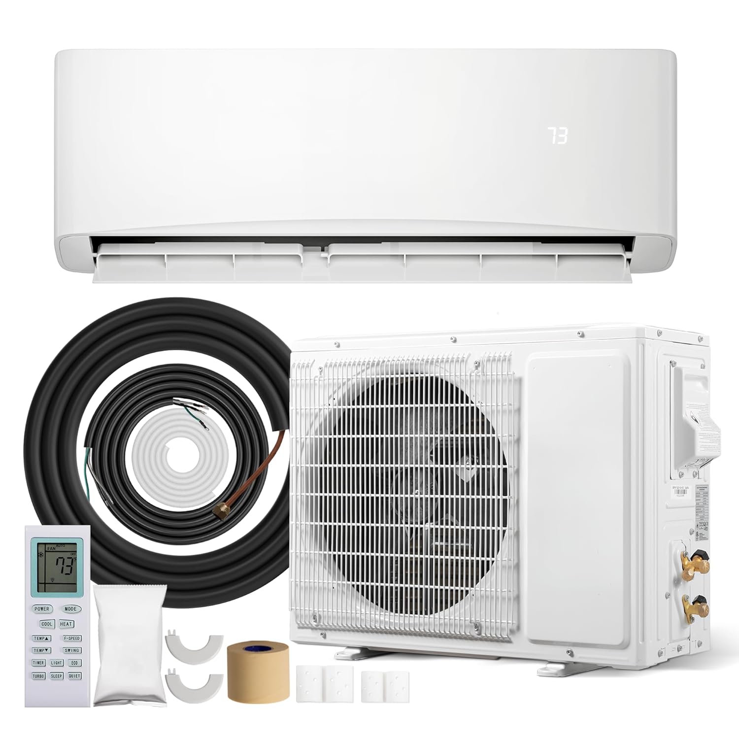 12000BTU ミニスプリット AC/暖房システム、17 SEER2 230V インバーターエアコン、最大 750 平方フィートの冷却/暖房、完成品、カスタム