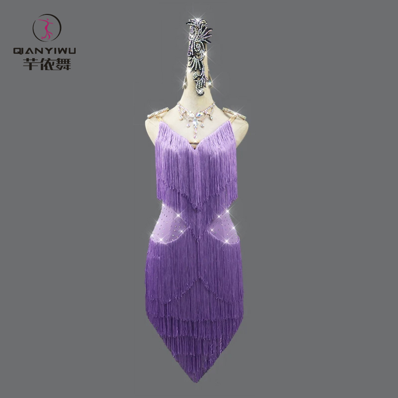 Latin Dance Dress Woman Competition Skirt Party Stage Costume Girls American Clothes Elegant Female Dancewear Midi Practice Wear