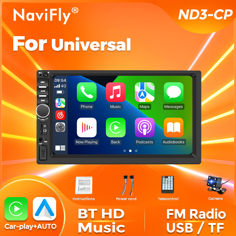 NaviFly ND3 ユニバーサル 2Din カーラジオステレオ 7 "HD タッチスクリーンマルチメディア MP5 プレーヤー CarPlay Android 自動 BT ミラーリンクモニター