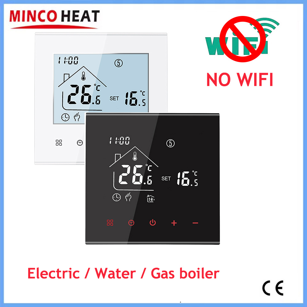 MINCO HEAT NO WIFI M4 タッチスクリーン温度コントローラー 3A 16A プログラム可能なサーモスタット 水/電気床/ガスボイラー用