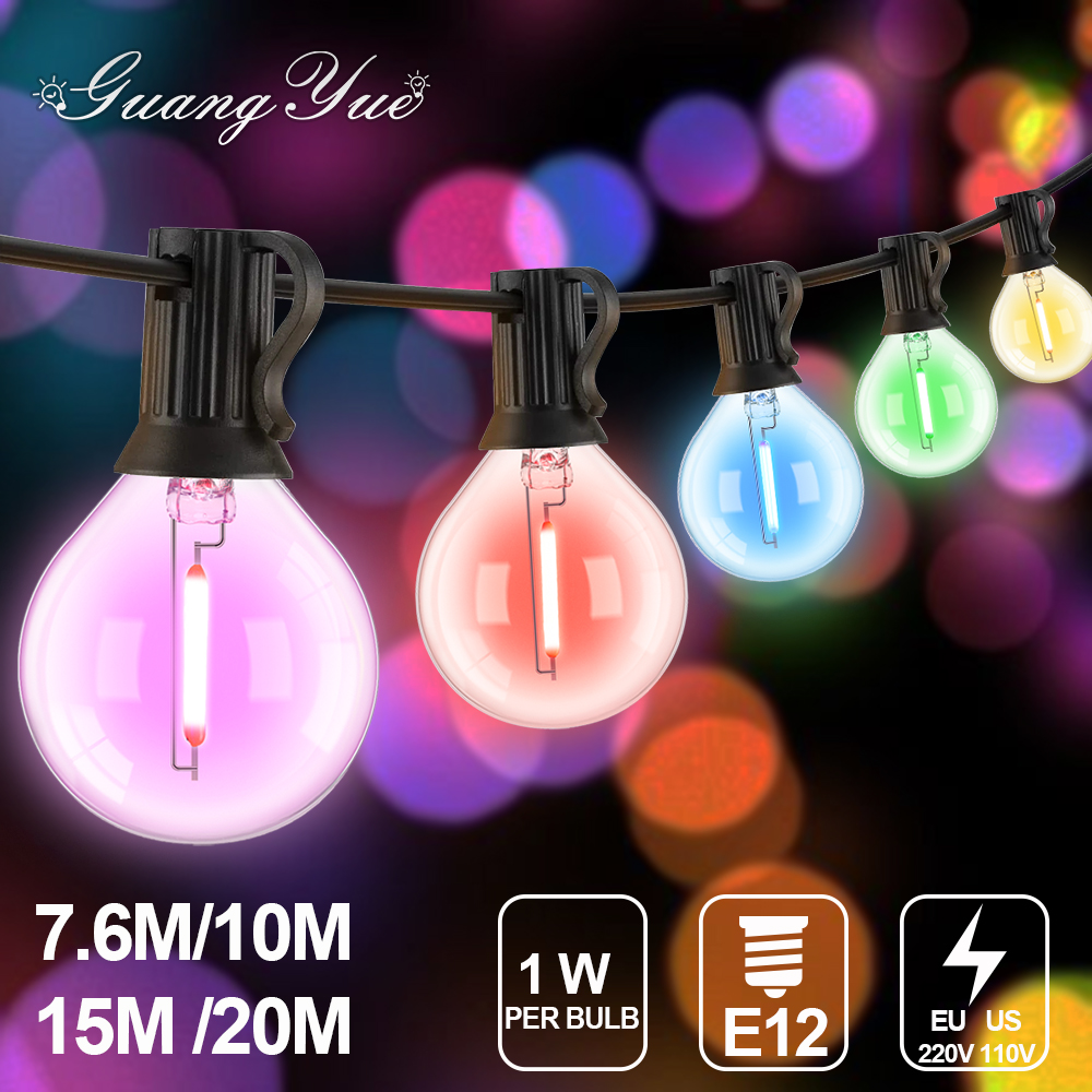 カラフルな G40 Led 電球ストリングライト EU 220V 米国 110V ストリートガーランド防水接続可能な RGB 結婚式誕生日装飾ライト
